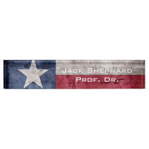 Verwitterte Vintage Texas-Staats-Flagge Namensplakette