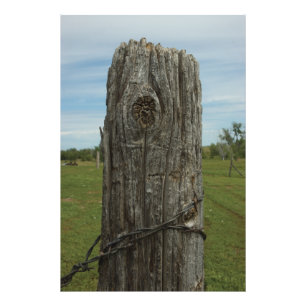 Verwitterter Grasscholle-Zuhause-Zaun-Posten - Fotodruck