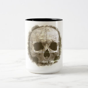 Verwitterter Juteschädel-Gotik-Schwarzrand-Becher Zweifarbige Tasse
