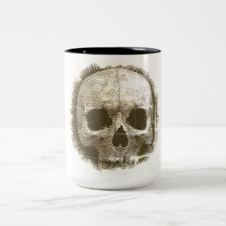 Verwitterter Juteschädel-Gotik-Schwarzrand-Becher Zweifarbige Tasse