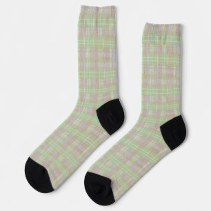 Verwitterter Neutraler Salbei Karo Socken