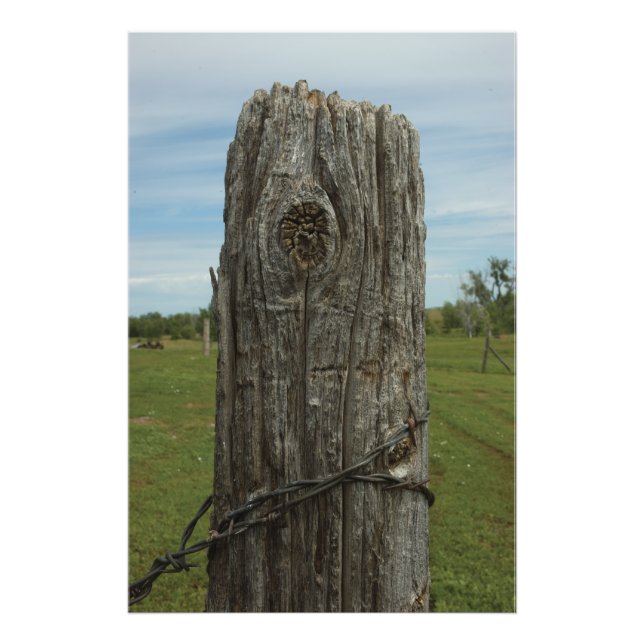 Verwitterter Sod Zuhause Fence Post - Wild Places  Fotodruck (Vorne)