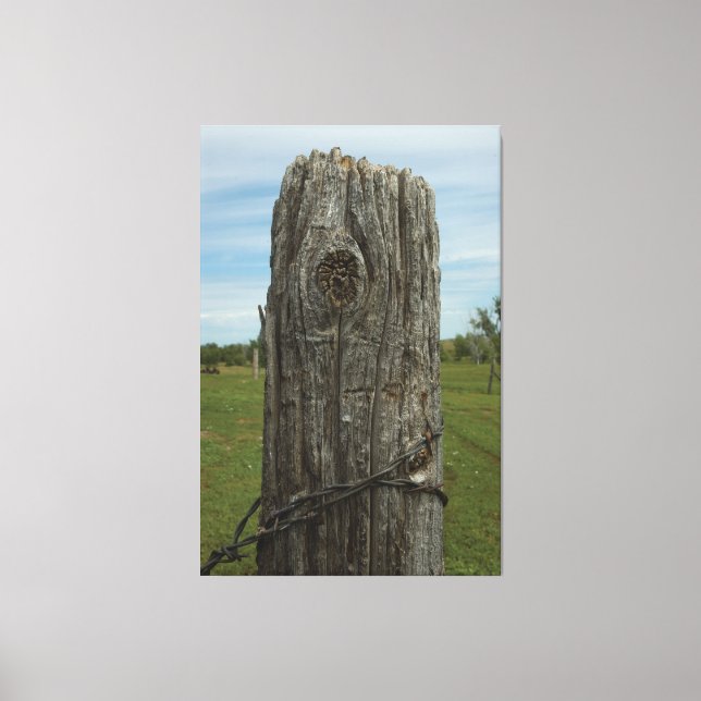 Verwitterter Sod Zuhause Fence Post - Wild Places  Leinwanddruck (Vorderseite)