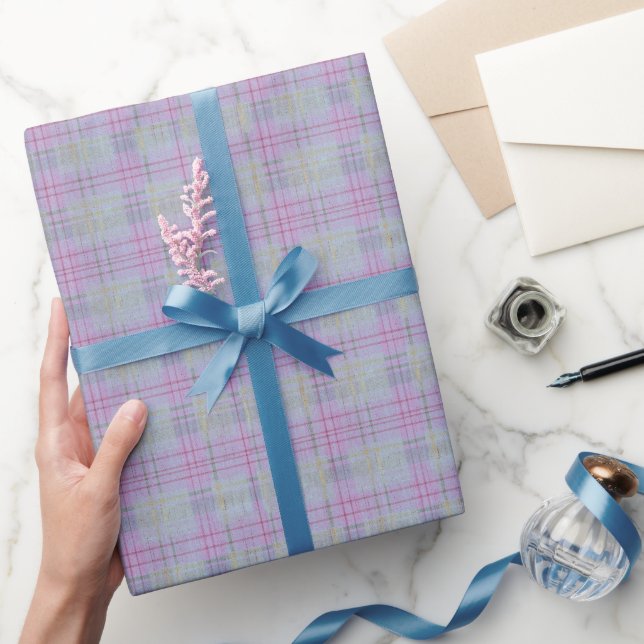  Verwittertes Lavendel-Karo  Geschenkpapier (Schenken)