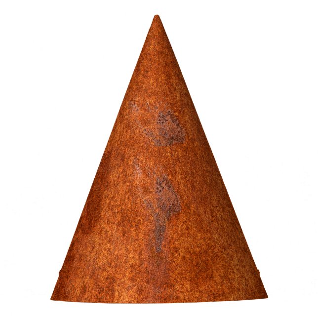Verwittertes Rostmetall: orange-rote Textur. Partyhütchen (Vorderseite)