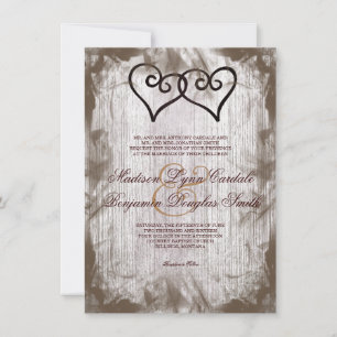 Verwobene Doppelherzen Rustikale Hochzeiten laden  Einladung