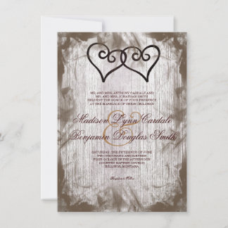 Verwobene Doppelherzen Rustikale Hochzeiten laden  Einladung
