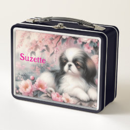 Verwöhnter Pekinese Hund Metall Brotdose