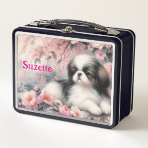 Verwöhnter Pekinese Hund Metall Brotdose