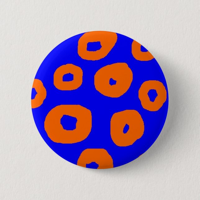 verworfene orange Kreise auf blauen Button (Vorderseite)