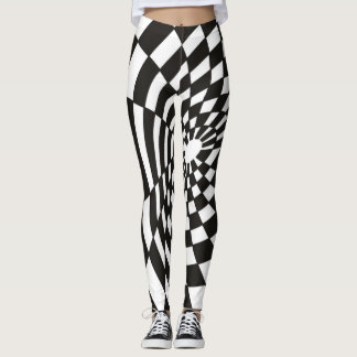 Verworfenes Schachbrett in Schwarzweiss Leggings