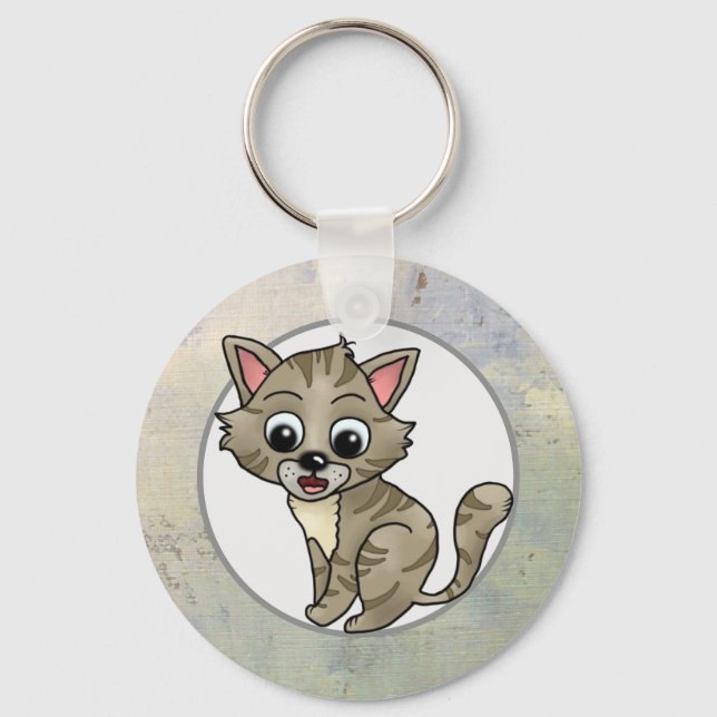 verwunderte Katze Schlüsselger Schlüsselanhänger (Vorderseite)