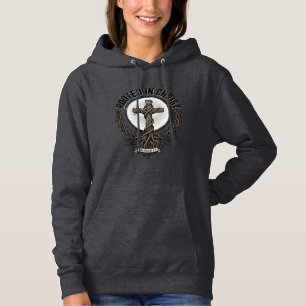 Verwurzelt in Christus Kreuz Vintage Engraving Chr Hoodie