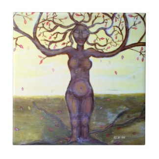 "Verwurzelte" Baum-Göttin-Kunst Fliese