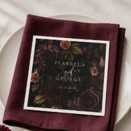 Verwurzelte Romantik Dunkle Botanische Hochzeit Serviette