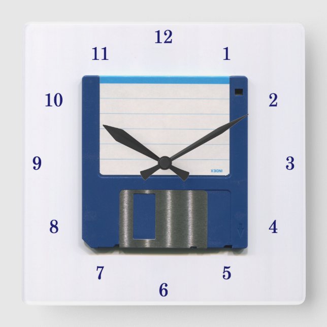 Very Cool Floppy Disk Wall Clock Quadratische Wanduhr (Vorderseite)