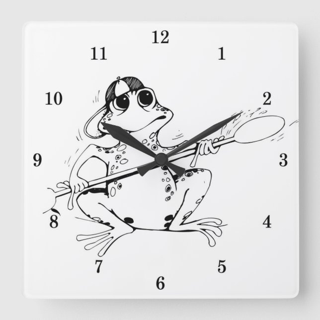 Very Cool Frog Wall Clock Quadratische Wanduhr (Vorderseite)