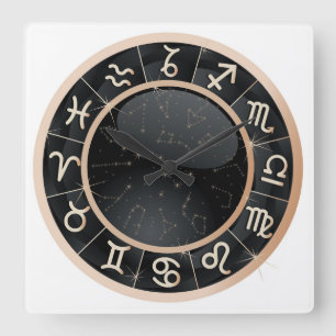 Very Cool Zodiac Wall Clock Quadratische Wanduhr