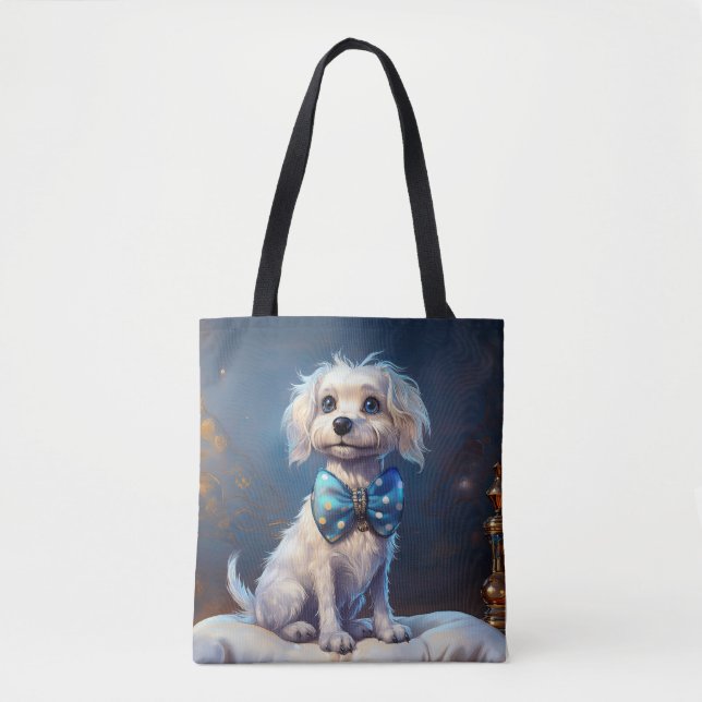 Very Cute Lil Doggie With Blue Bow Tie Tasche (Vorderseite)