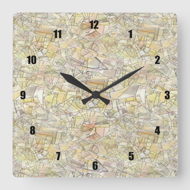 Very Fun and Unusual Abstract Squares Quadratische Wanduhr (Vorderseite)