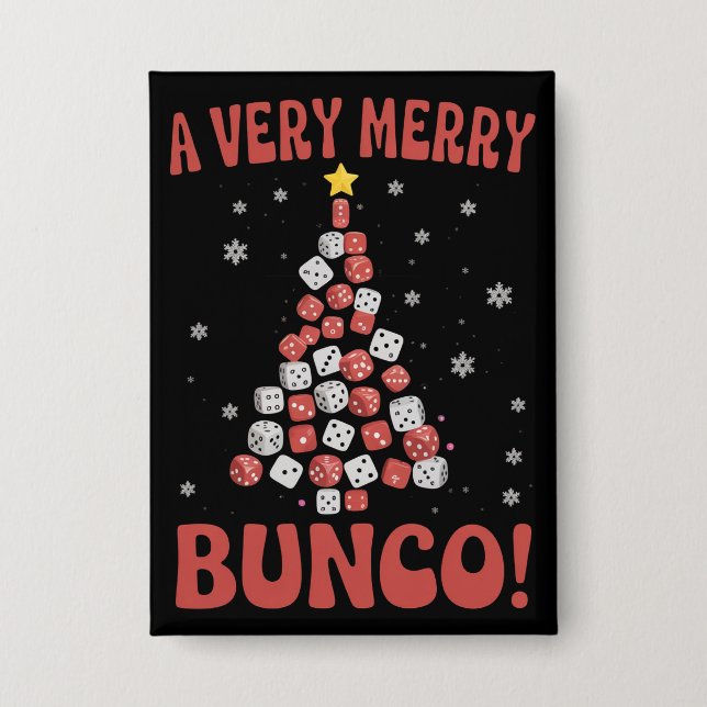 Very Merry Bunco Christmas Tree Dice Game Night Button (Vorderseite)