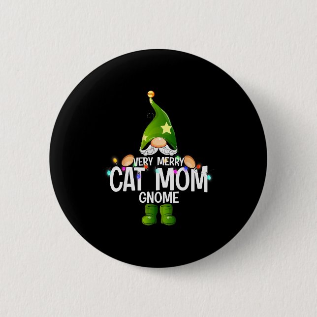 Very Merry Cat Mom Gnome Christmas Matching  Button (Vorderseite)