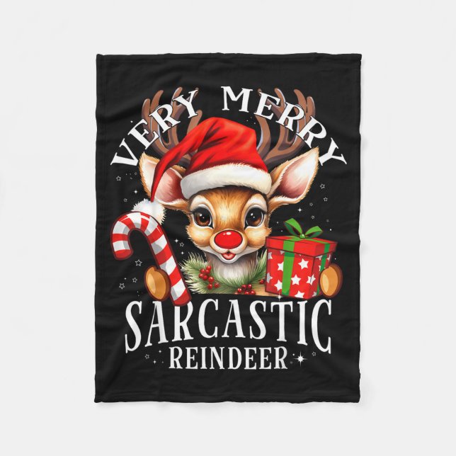 Very Merry Sarcastic Reindeer Matching Christmas  Fleecedecke (Vorderseite)