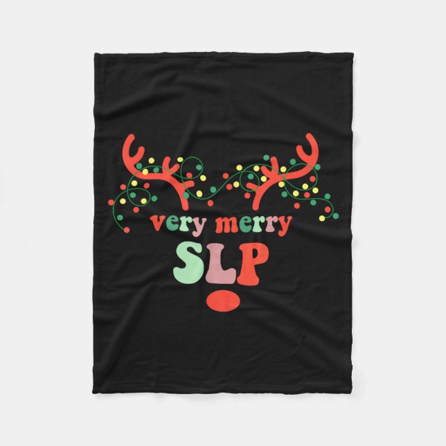 Very Merry Slp Reindeer Christmas Speech Therast X Fleecedecke (Vorderseite)
