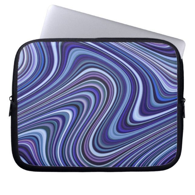 Very Unique Blue Shade Curvy Line Pattern Laptopschutzhülle (Vorderseite)