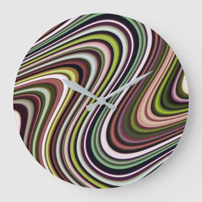 Very Unique Multi-Color Curvy Line Pattern Große Wanduhr (Vorderseite)