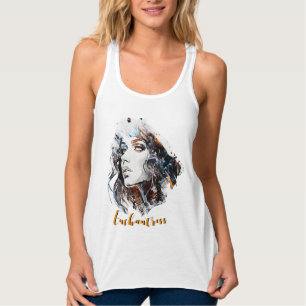 Verzauberin Wasserfarben-Porträt + Typo Tank Top