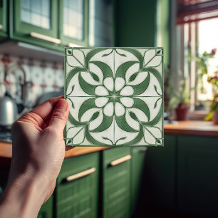 Verzaubernd smaragdgrüne Symmetrie Fliese