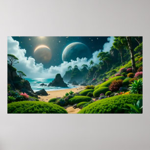 Verzaubernde Alien-Landschaft mit üppigem Grün Poster