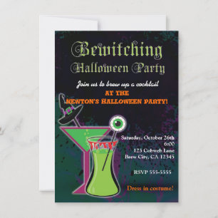 Verzaubernde Cocktails Halloween-Party-Einladung Einladung