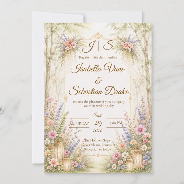 Verzaubernde Gartenhochzeit Einladung (Vorderseite)