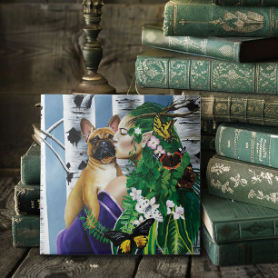 Verzaubernde grüne Fantasy French Bulldog Dryade Fliese