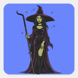 Verzaubernde Halloween-Hexe: Zaubernde Dekoration  Quadratischer Aufkleber