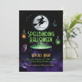 Verzaubernde Halloween-Hexenparty-Einladung Dankeskarte