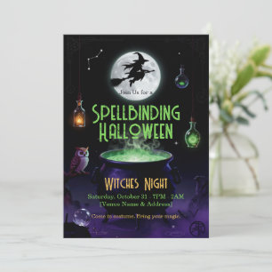 Verzaubernde Halloween-Hexenparty-Einladung Dankeskarte