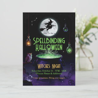 Verzaubernde Halloween-Hexenparty-Einladung Dankeskarte