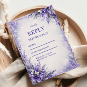 Verzaubernde Lavendel-Frost-Winter-Harmonie RSVP Karte