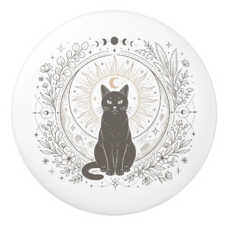 Verzaubernde magische Katzen-Apotheke – Sonne & Mo Keramikknauf