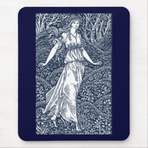 Verzaubernde Waldfee im Stil von William Morris Mousepad