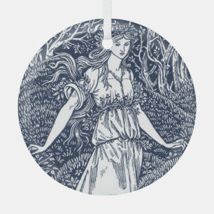Verzaubernde Waldfee im Stil von William Morris Ornament Aus Glas