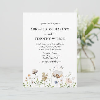 Verzaubernde Whimsical-Wildblumen Elegantes Skript Einladung