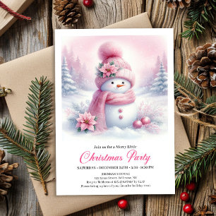 Verzauberndes Rosa Schneemann-Kinder-Weihnachtsein Einladung