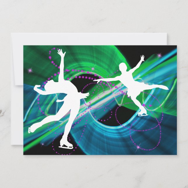 Verzaubert Abbildung Skater Eis Skaten Einladung (Vorderseite)