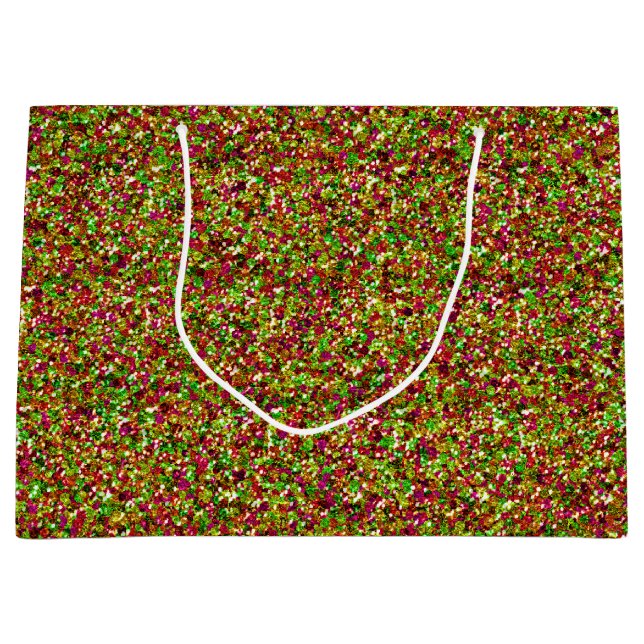 Verzaubert Glitzern-Rosa-Grün-GIFT-BAG L Große Geschenktüte (Vorderseite)
