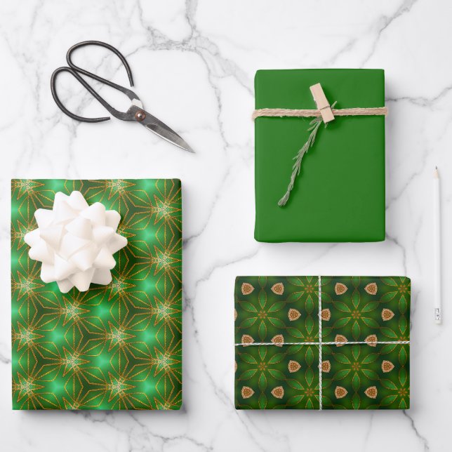 Verzaubert Grün- und Golddekoration Geschenkpapier Set (Vorderseite)