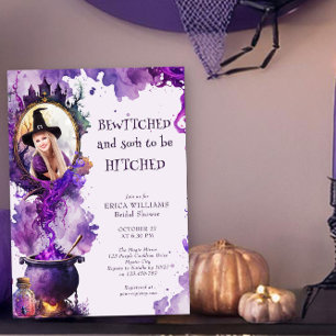 Verzaubert und bald Hochzeit Halloween Foto Brautp Einladung